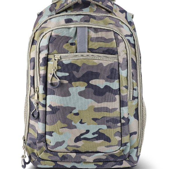 Wonder Nation Boys' Adaptive 17" Classic Camo Backpack, Green Emerald - Picture 1 of 4